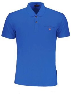 Napapijri Blauw Katoenen Poloshirt met Logo Napapijri , Blue , Heren - 2Xl,Xl,L,M,S