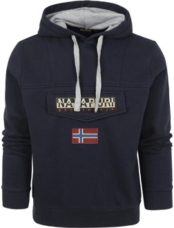 Napapijri Blauwe Fleece Hoodie met Halve Rits Napapijri , Blue , Heren - S