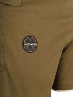 Napapijri E-Badge Polo Olijfgroen Donkergroen - L,M,XL,XXL