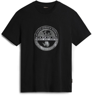 Napapijri Korte Mouw Logo T-Shirt Napapijri , Black , Heren - Xl,L,M,S