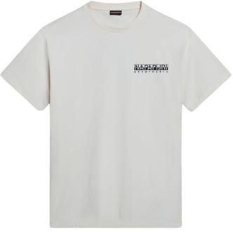 Napapijri T-shirt met Korte Mouwen en Gedurfd Logo Napapijri , White , Heren - Xl,L,M