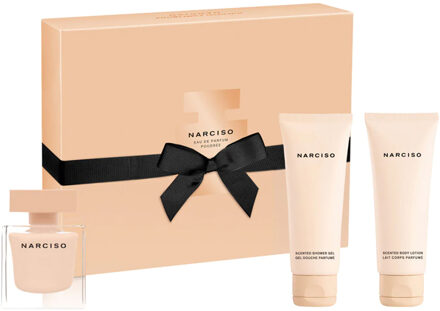 Narciso Rodriguez Narciso Poudrée Giftset - 50 ml eau de parfum spray + 75 ml showercream + 75 ml bodylotion - cadeauset voor dames
