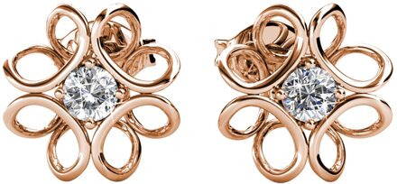 Narcissen oorbellen - roségoud en kristal - One Size