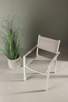 Narda aluminium tuinstoel beige - met armleuningen - set van 2