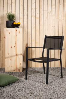 Narda aluminium tuinstoel zwart - met armleuningen - set van 4