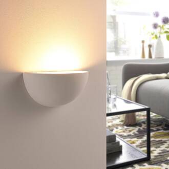 Narin wandlamp, wit, gips, halfrond, 28cm