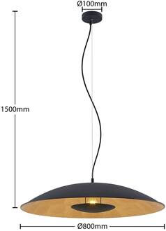 Narisara hanglamp zwart-goud 1-lamp 80 cm zwart, goud