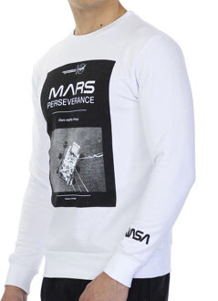 Nasa Basic heren sweatshirt met lange mouwen en ronde kraag MARS03S Wit