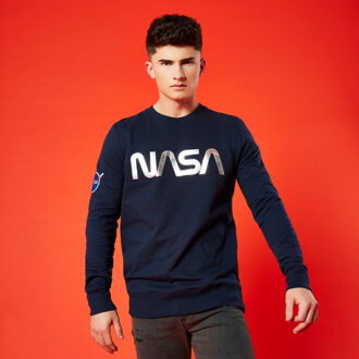 NASA Metallic Logo Unisex Sweatshirt - Navy - L Blauw