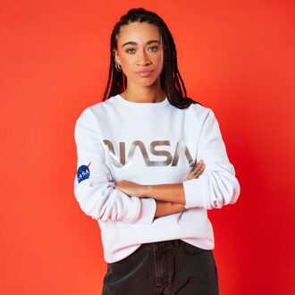 Nasa Metallic Logo Unisex Sweatshirt - White - L Wit