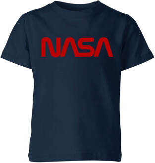 NASA Worm Logotype Kinder T-shirt - Navy - 146/152 (11-12 jaar) Blauw - XL