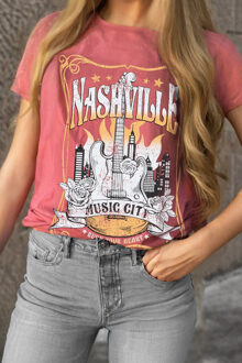 Nashville Music City Graphic T-shirt Lichtroze