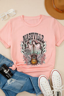 Nashville Muziekstad Graphic T-shirt - maat L Koraal