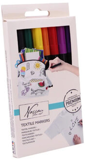 Nassau Textielstiften - 8x - gekleurd - op waterbasis - Textielstiften Multikleur