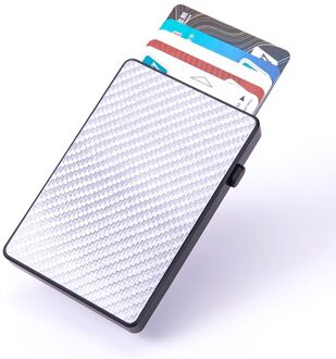 Nastassa Card Case Houder Rfid Blocking Metalen Koolstofvezel Credit Card Case Veilig Portemonnee Automatisch Geknald Up Cover Purse Zilver