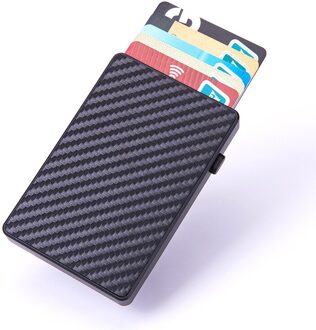 Nastassa Card Case Houder Rfid Blocking Metalen Koolstofvezel Credit Card Case Veilig Portemonnee Automatisch Geknald Up Cover Purse zwart