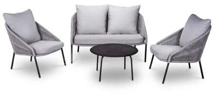 Natal stoel-bank loungeset 4-delig | touw + aluminium Grijs