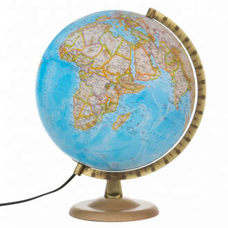 National Geographic globe, uitvoering gold classic met beuken houten voet, doorsnede 30 cm., Nederlands