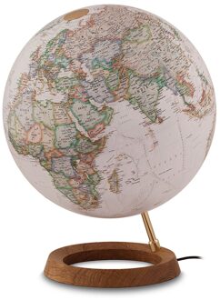 National Geographic globe, uitvoering neon executive met donkere eikenhouten voet, doorsnede 30 cm., Nederlands