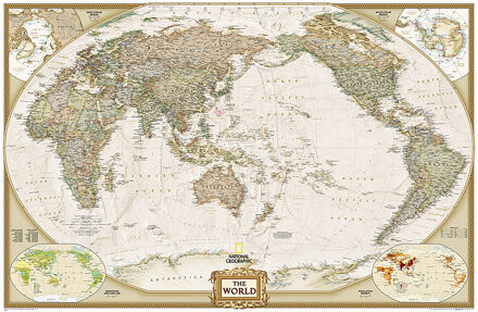 National Geographic Maps World Executive, Pacific Centered, Enlarged &, Laminated