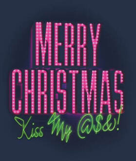 National Lampoon Merry Christmas (Kiss My @$$) Women's Christmas T-Shirt - Navy - M Blauw