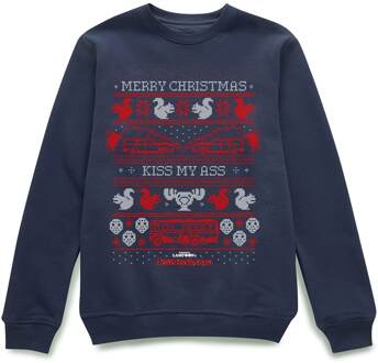 National Lampoon Merry Christmas Knit Christmas Jumper - Navy - M Blauw