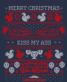 National Lampoon Merry Christmas Knit Men's Christmas T-Shirt - Navy - XL