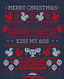 National Lampoon Merry Christmas Knit Women's Christmas T-Shirt - Navy - S Blauw