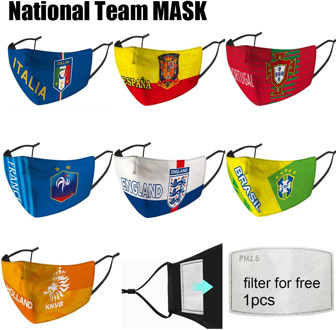 National Team Face MASK Football Club Reusable Hygiene mouth Masks Filter Anti Dust PM 2.5 soccer Face shield
