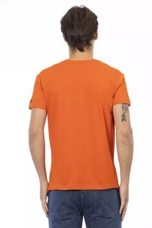 Native American Print V-hals T-shirt Oranje - S