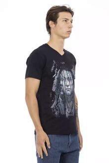 Native American V-hals T-shirt Casual Stijl - maat Zwart
