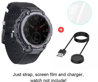 Nato Nylon Horloge Band Voor Amazfit T-Rex Horloge Charger Canvas Horloge Band Voor Huami T-Rex Horloge screen Film Horloge Opladen Dock Strap Film lader