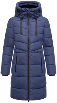 Natsukoo dames winterjas – warm, teddyvoering & capuchon Indigoblauw - M