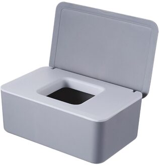 Natte Tissue Doos Desktop Seal Babydoekjes Papier Opbergdoos Dispenser Houder Huishoudelijke Plastic Stofdicht Met Deksel grijs en wit