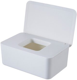 Natte Tissue Doos Desktop Seal Babydoekjes Papier Opbergdoos Dispenser Houder Huishoudelijke Plastic Stofdicht Met Deksel wit