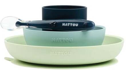 Nattou Eetset 4 stuks groen/blauw