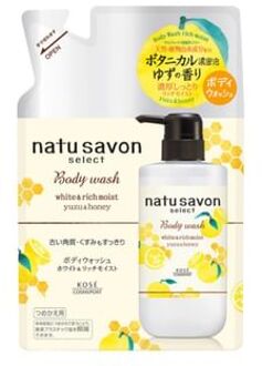 Natu Savon Select Body Wash White & Rich Moist Yuzu & Honey 360ml Refill