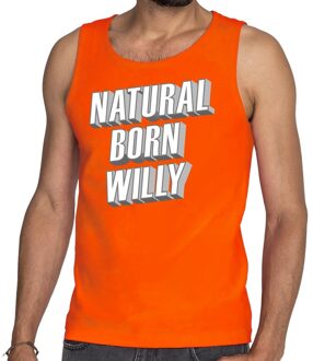 Natural born Willy tanktop / mouwloos shirt oranje heren L - Feestshirts