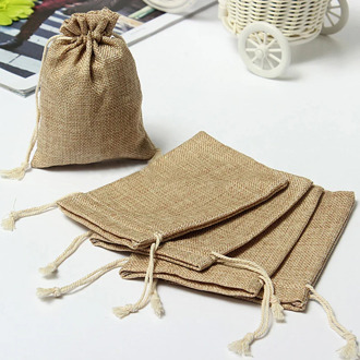 Natural Burlap Linen Jute Vintage Wedding Drawstring Gift Favor Sack Bags lot