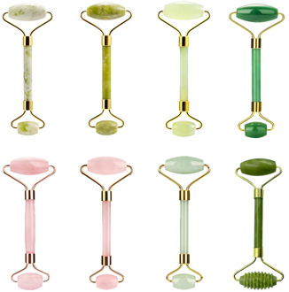 Natural Jade Roller Double Head Stone Rose Quartz Roller Slimming Lift Face Massager Beauty Skin Care Tools Eye Facial Massage