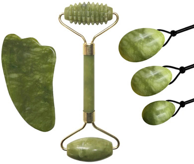 Natural Jade Roller Guasha Scraper Yoni Eggs Crystal Stone Facial Massage Jade Eggs Kegel Exerciser Massager Gouache Scraper Set