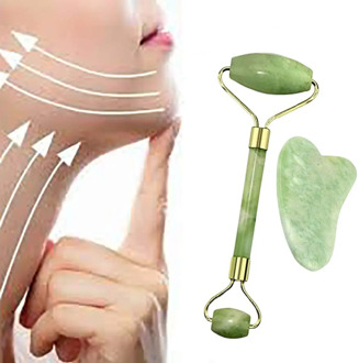 Natural Jade Roller Guasha Skin Scraper Facial Set Facial Stone Firming Face Anti-Aging Puffy Eyes Massager Neck Anti Wrinkle