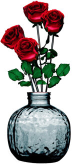 Natural Living Bloemenvaas Lourdes - blauw transparant - gerecycled glas - D25 x H30 cm - Ronde bol vorm vaze