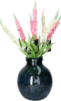 Natural Living Bloemenvaas Lourdes - grijs transparant - gerecycled glas - D25 x H30 cm - Ronde bol vorm vaze