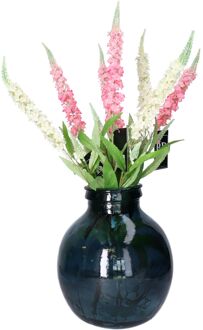 Natural Living Bloemenvaas Lourdes - grijs transparant - gerecycled glas - D25 x H30 cm - Ronde vorm - Vazen