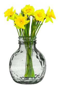 Natural Living Bloemenvaas Lourdes - transparant - gerecycled glas - D25 x H30 cm - Ronde bol vorm vaze