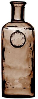 Natural Living Bloemenvaas Olive Bottle - kastanje transparant - glas - D13 x H35 cm - Fles vazen - Vazen Bruin