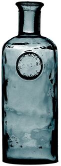 Natural Living Bloemenvaas Olive Bottle - marine blauw transparant - glas - D13 x H27 cm - Fles vazen - Vazen