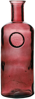 Natural Living Bloemenvaas Olive Bottle - robijn rood transparant - glas - D13 x H27 cm - Fles vazen