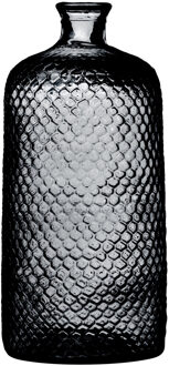 Natural Living Bloemenvaas Scubs Bottle - donkergrijs geschubt transparant - glas - D18 x H42 cm - Fles vazen